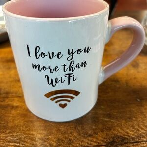 Charming Pink and White Mug - Love You More Than WiFi